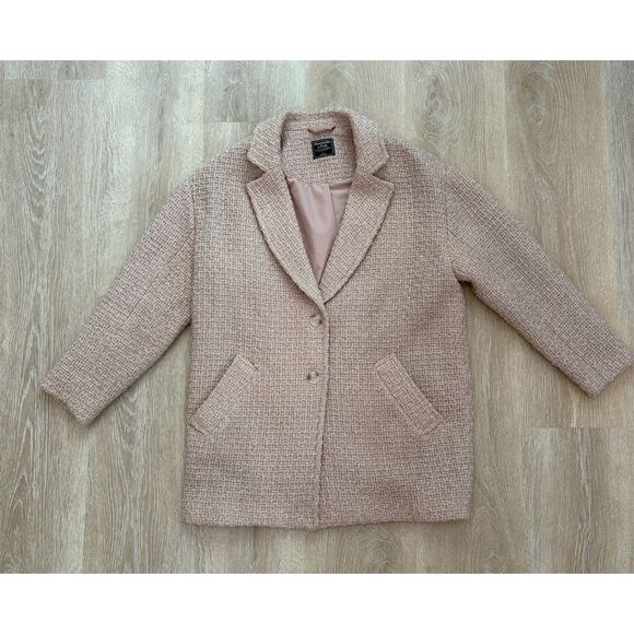 Abercrombie & Fitch Jackets & Blazers - Abercrombie & Fitch Women's Pink Tweed Wool‎ Blend Overcoat Size L